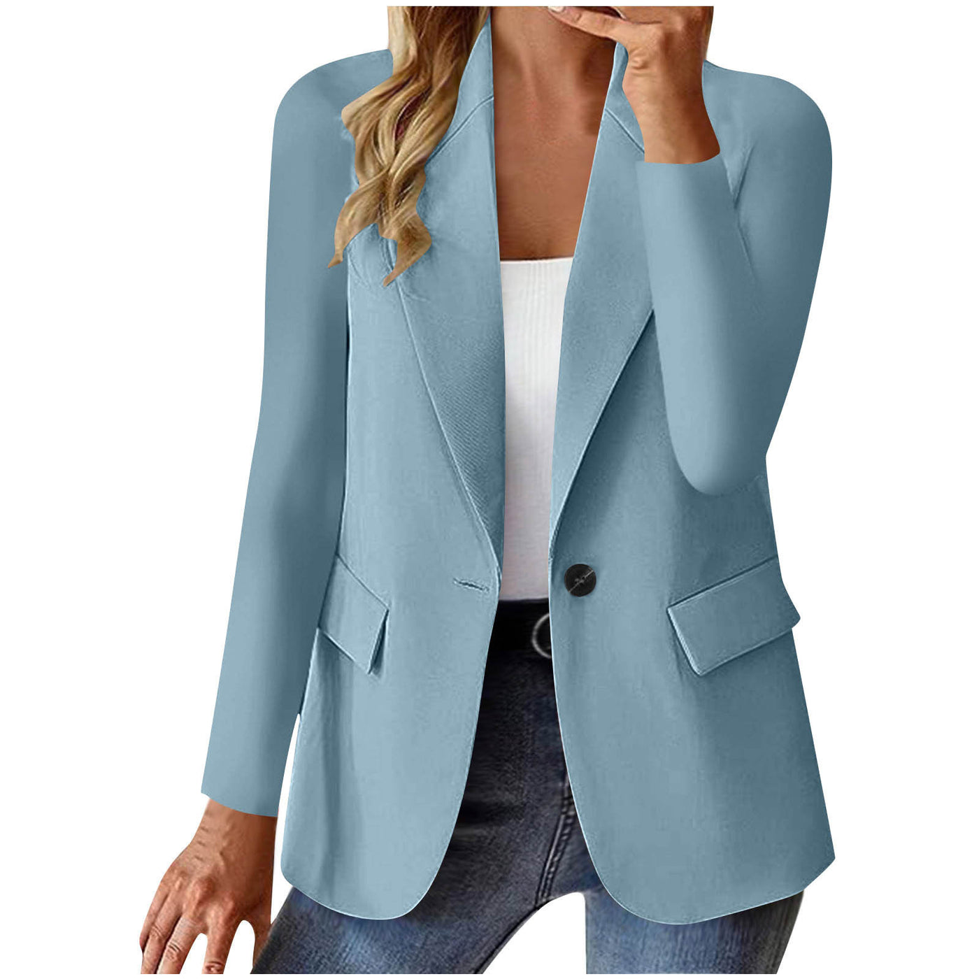 Ins Lapel Button Jacket Fashion Commuter Casual Suit Jacket Women's Long-sleeved Tops Outwear Clothing - Tout Pour Vous