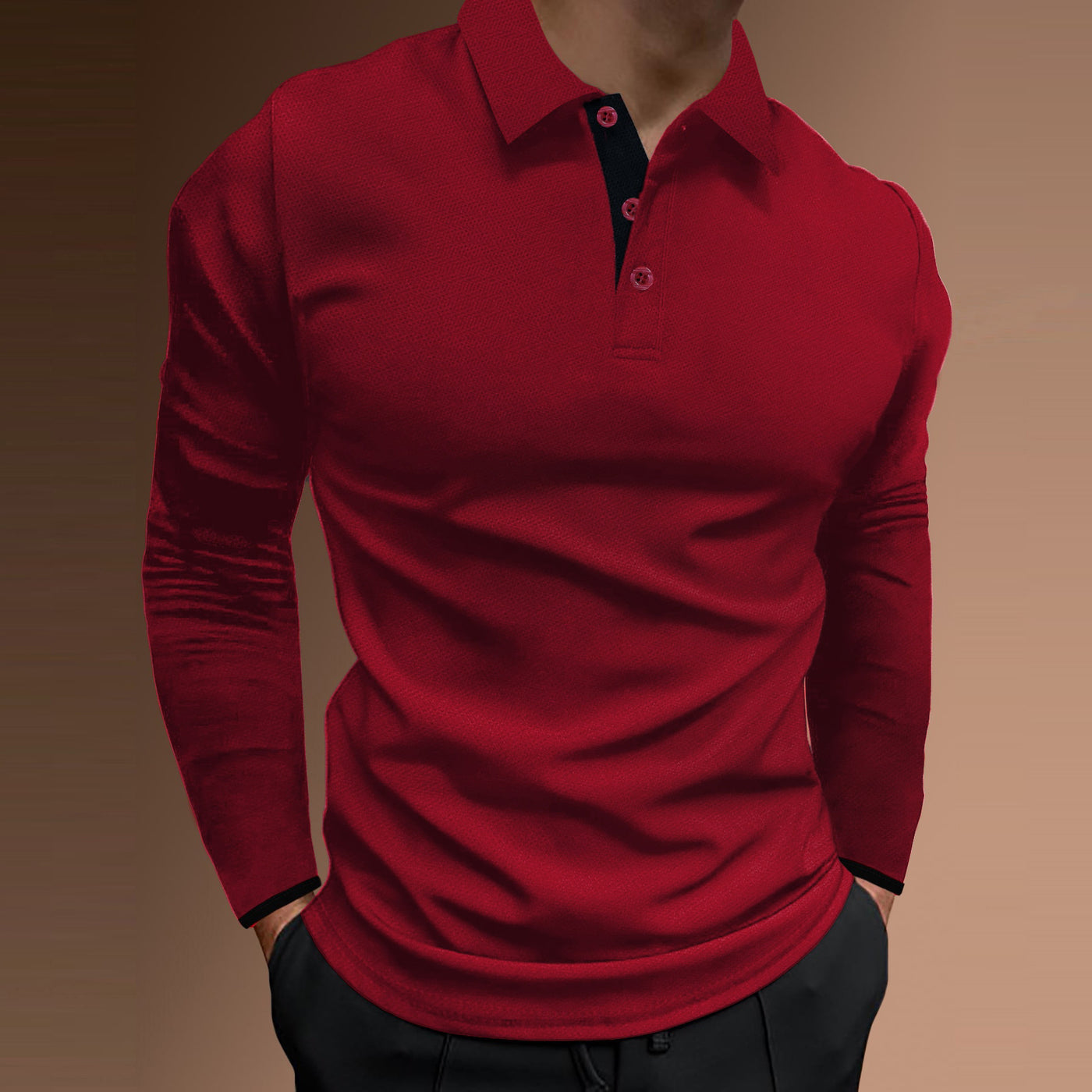 Men's Casual Stand Collar Stretch Vertical Stripe Long Sleeve - Tout Pour Vous
