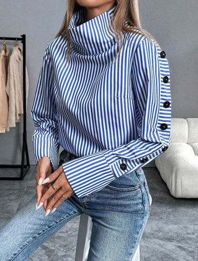 Striped Urban Casual Thin Long-sleeved Shirt - Tout Pour Vous