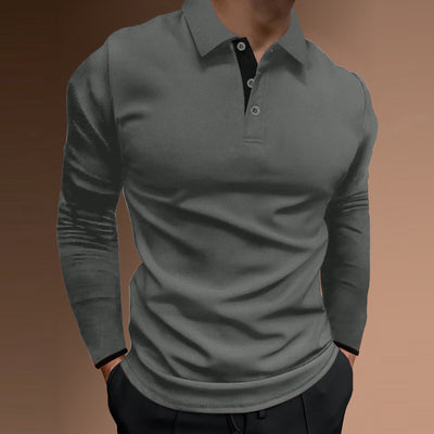 Men's Casual Stand Collar Stretch Vertical Stripe Long Sleeve - Tout Pour Vous