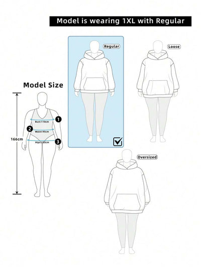 SHEIN CURVE+ Plus-size dames casual sport losse hoodiejurk met gebogen zoom, herfst/winter - Tout Pour Vous