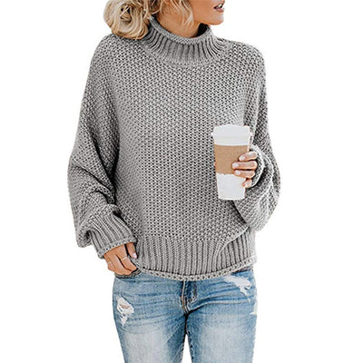 Solid Turtleneck Pullover Sweater Winter Fashion Casual Knitted Long-Sleeved Top Women's Clothing - Tout Pour Vous