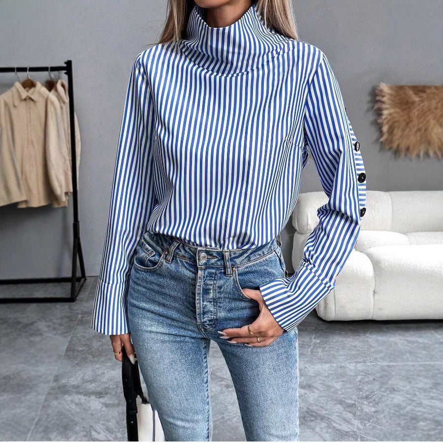 Striped Urban Casual Thin Long-sleeved Shirt - Tout Pour Vous