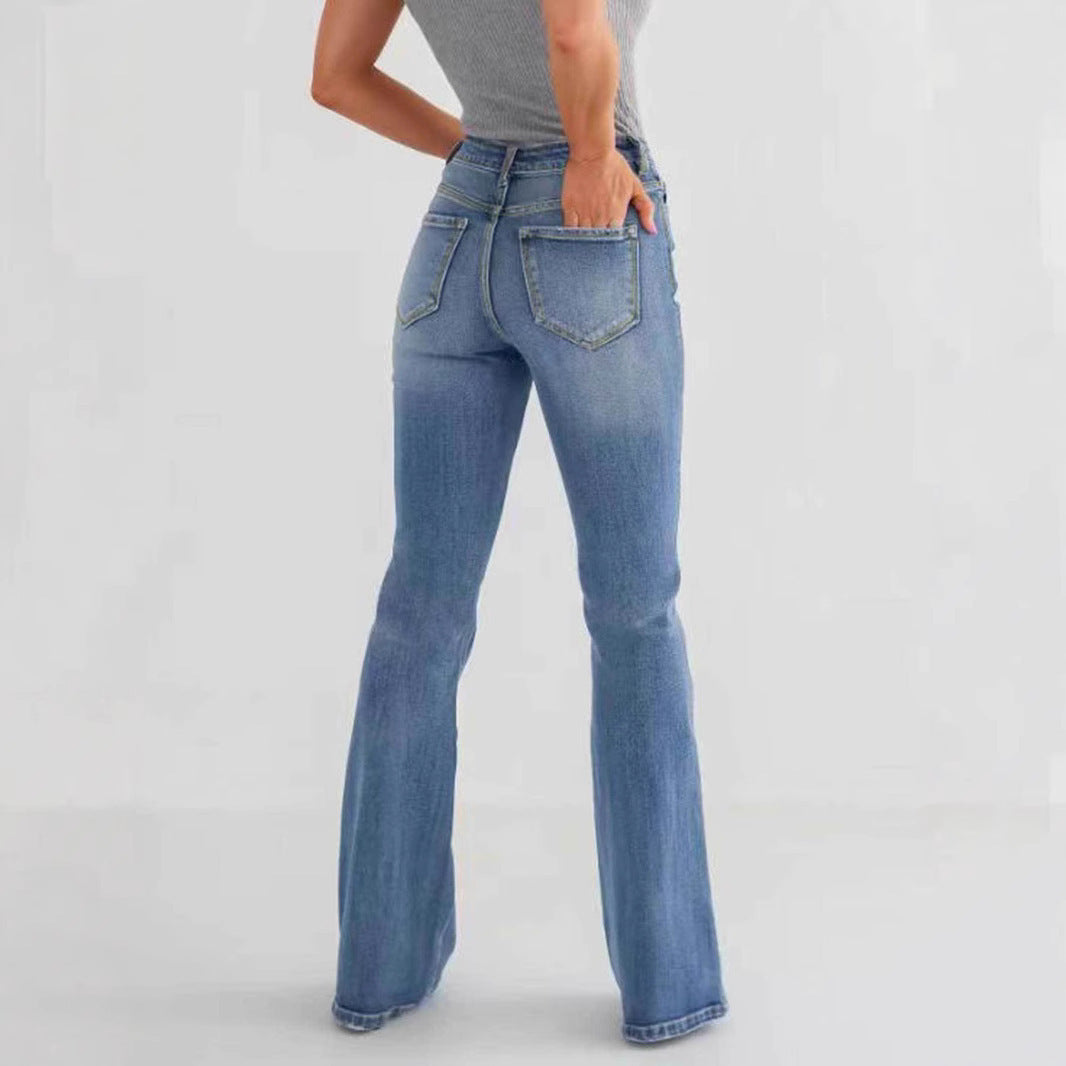 Fashion Slim Stretch High-waisted Boot-cut Pants Jeans - Tout Pour Vous