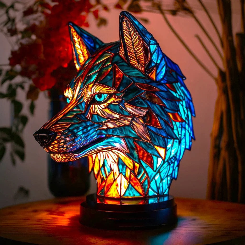 Fifou – Magische Wolflamp in Gekleurd Glas