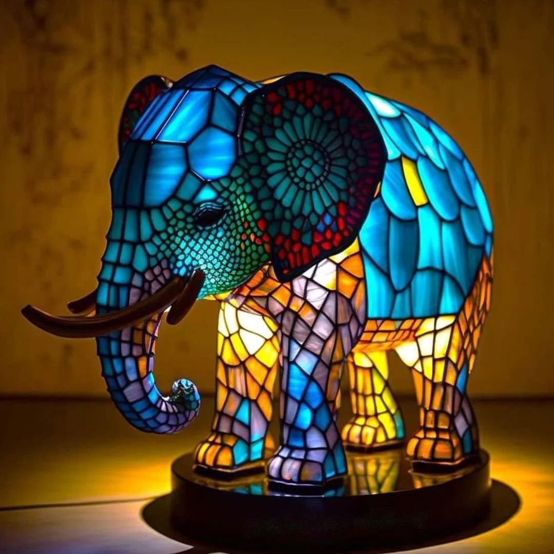 Teddybeer – Magische Olifantlamp in Gekleurd Glas
