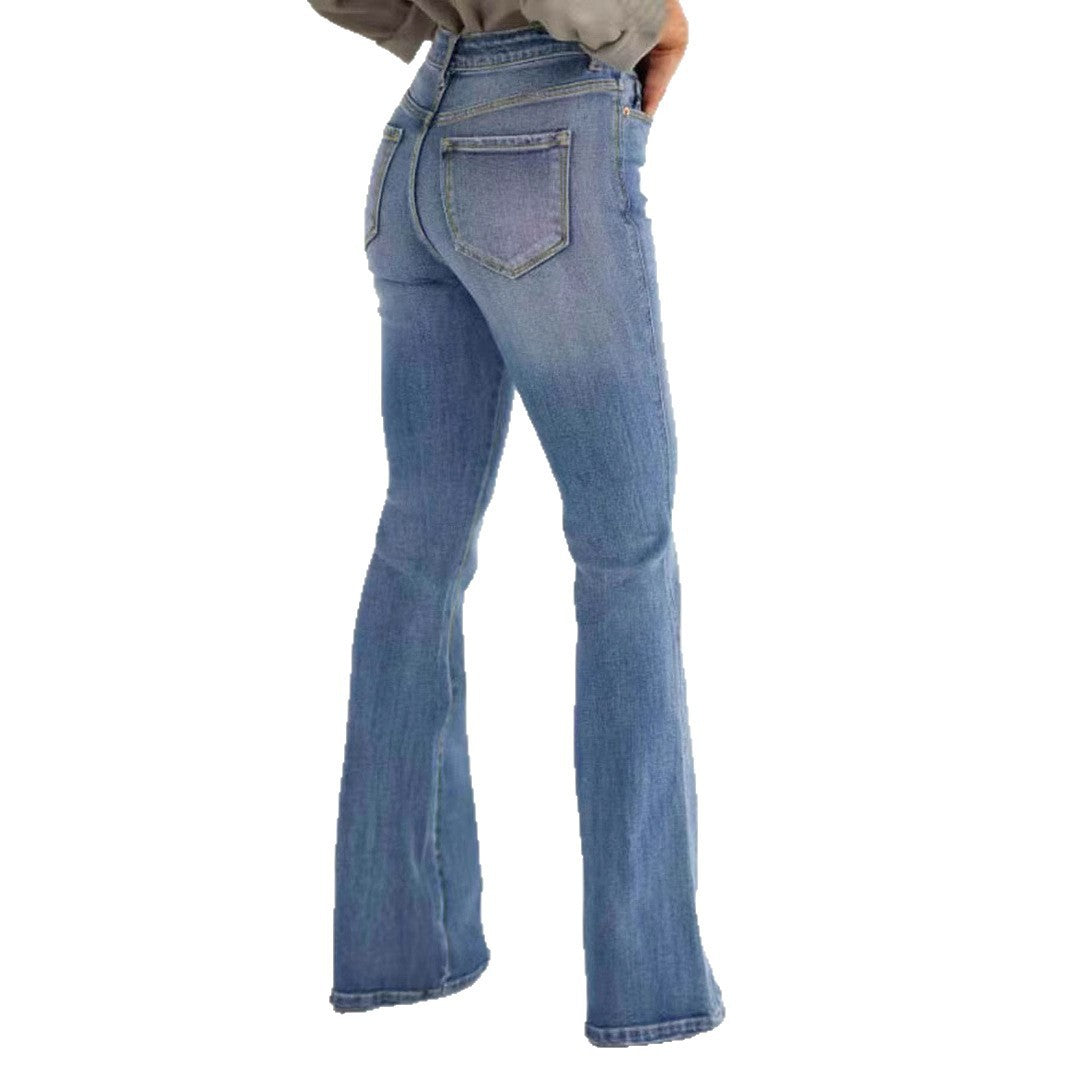 Fashion Slim Stretch High-waisted Boot-cut Pants Jeans - Tout Pour Vous