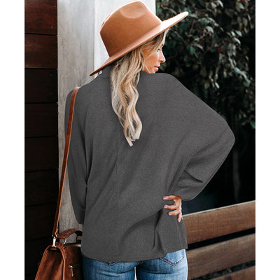 All-match High-neck Solid Color Long-sleeved Top Loose Sweater Women - Tout Pour Vous